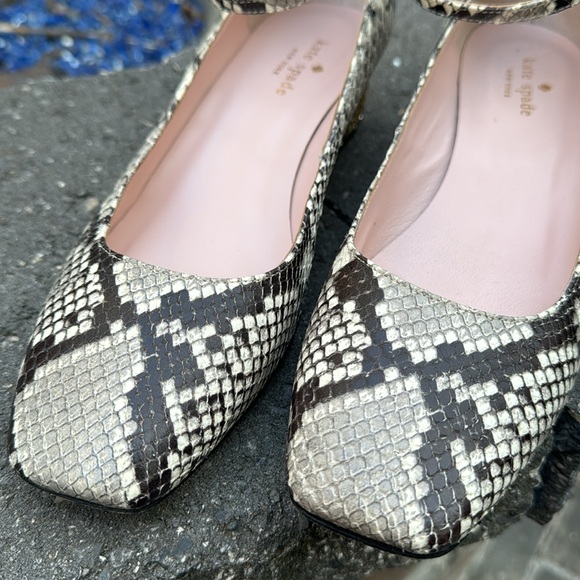 Kate Spade Made in Italy Snakeskin Leather Glitter Heels Ankle Strap Pumps - 9.5 - Picture 7 of 16